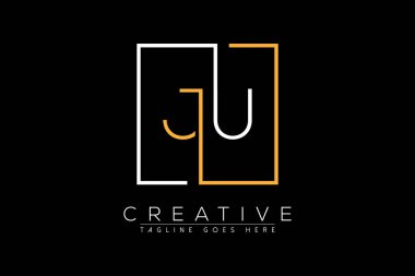 İlk harf ju, uj, j, u şık ve lüks Dikdörtgen kare logo tasarım şablonu ile ilk harf