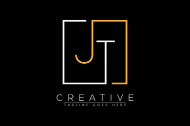 İlk harf jt, tj, j, t, şık ve lüks Dikdörtgen kare logo tasarım şablonu ile ilk harf