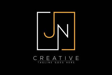 İlk harf jn, nj, n, j zarif ve lüks Dikdörtgen kare logo tasarım şablonu ile ilk harf