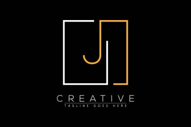 İlk harf ji, ij, i, j zarif ve lüks Dikdörtgen kare logo tasarım şablonu ile ilk harf