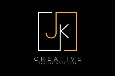 İlk harf jk, kj, j, k şık ve lüks Dikdörtgen kare logo tasarım şablonu ile ilk harf