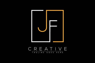 İlk harf jf fj, j, f zarif ve lüks Dikdörtgen kare logo tasarım şablonu ile ilk harf