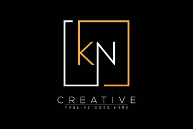 İlk harf kn, nk, n, k şık ve lüks Dikdörtgen kare logo tasarım şablonu ile ilk harf