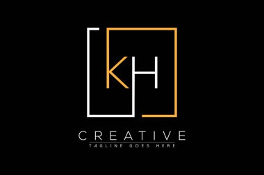İlk harf kh, hk, k, h zarif ve lüks Dikdörtgen kare logo tasarım şablonu ile ilk harf