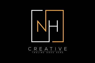 İlk harf nh, hn, n, h zarif ve lüks Dikdörtgen kare logo tasarım şablonu ile ilk harf