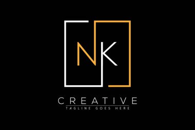 İlk harf nk, kn, n, k şık ve lüks Dikdörtgen kare logo tasarım şablonu ile ilk harf