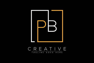İlk harf pb, bp, b, p şık ve lüks Dikdörtgen kare logo tasarım şablonu ile ilk harf