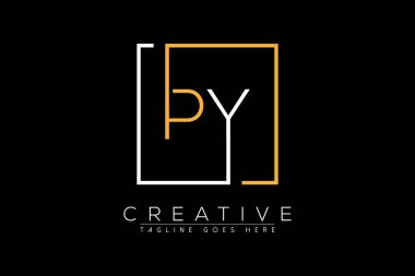 İlk harf py, yp, p, y zarif ve lüks Dikdörtgen kare logo tasarım şablonu ile ilk harf