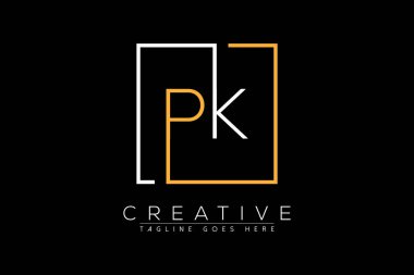 İlk harf pk, kp, p, k şık ve lüks Dikdörtgen kare logo tasarım şablonu ile ilk harf