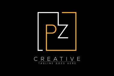 İlk harf pz, zp, z, p şık ve lüks Dikdörtgen kare logo tasarım şablonu ile ilk harf