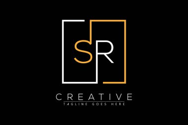 İlk harf sr, rs, s, r zarif ve lüks Dikdörtgen kare logo tasarım şablonu ile ilk harf