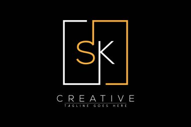 İlk harf sk, ks, s, k şık ve lüks Dikdörtgen kare logo tasarım şablonu ile ilk harf