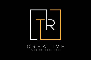 İlk harf tr, rt, t, r zarif ve lüks Dikdörtgen kare logo tasarım şablonu ile ilk harf