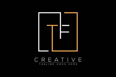 İlk harf tf tf, ft, t, f zarif ve lüks Dikdörtgen kare logo tasarım şablonu ile ilk harf