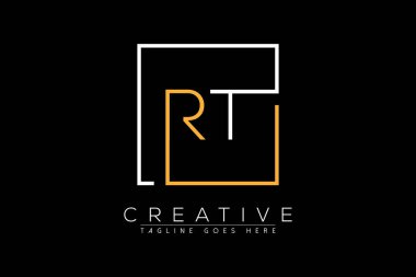İlk harf rt, tr, r, t, şık ve lüks Dikdörtgen kare logo tasarım şablonu ile ilk harf