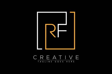 Initial letter rf, fr, r, f elegant and luxury Initial with Rectangular frame minimal monogram logo design vector template clipart