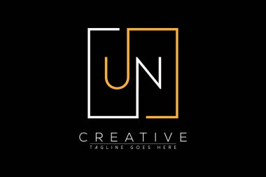 İlk harf un, nu, u, n, zarif ve lüks Dikdörtgen kare logo tasarım şablonu ile ilk harf