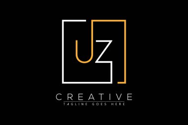 İlk harf uz, zu, z, u şık ve lüks Dikdörtgen kare logo tasarım şablonu ile ilk harf