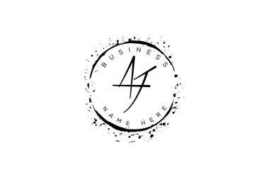 İlk harf aj, ja, a, j yazılı logo dekoratif bohem çerçeve vektörü ile ışıltılı daireler.
