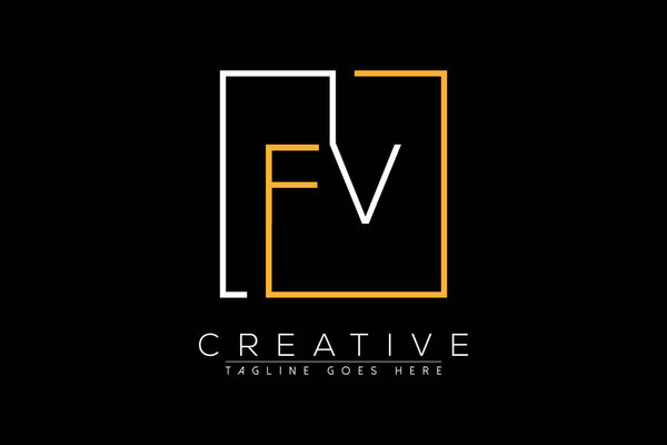 Initial letter fv, vf, f, v elegant and luxury Initial with Rectangular frame minimal monogram logo design vector template