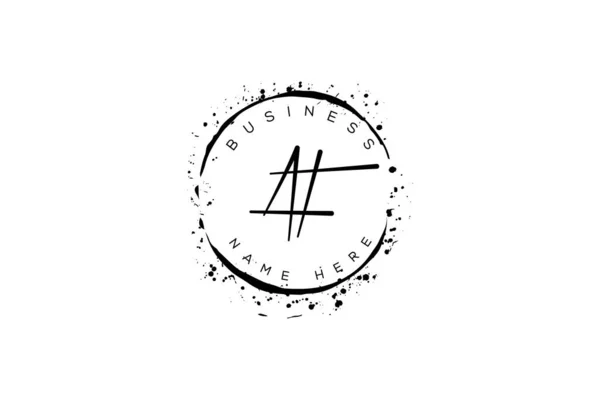 Eerste Letter Handgeschreven Logo Met Sprankelende Cirkels Met Decoratieve Boheemse — Stockvector