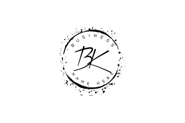 Initial Letter Handwritten Logo Sparkling Circles Decorative Bohemian Boho Frame — Stock Vector
