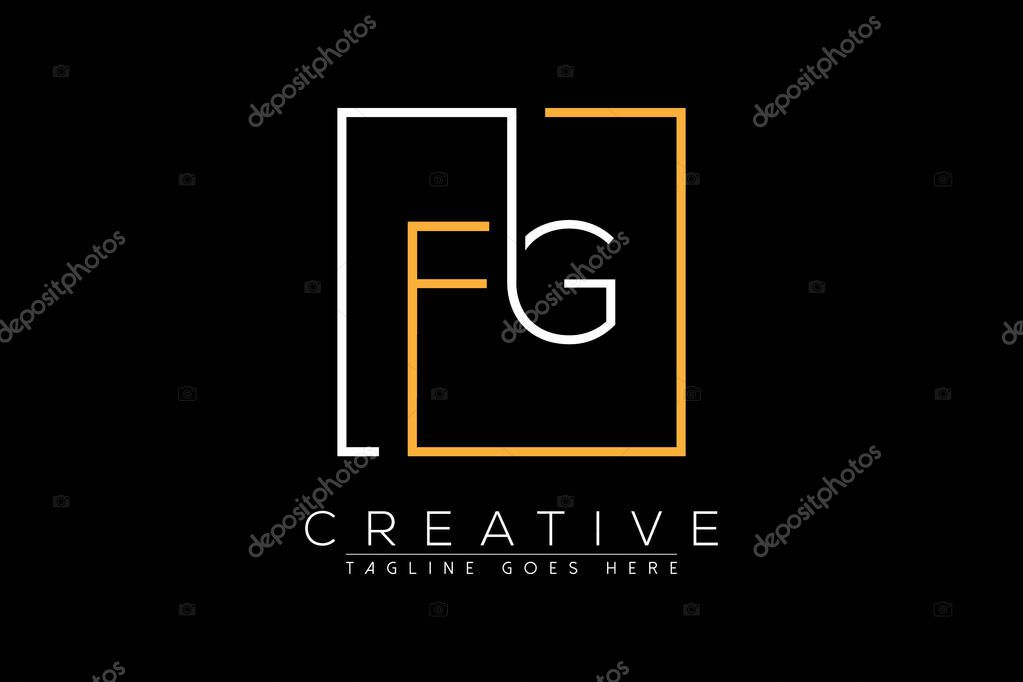 Initial letter fg, gf, f, g elegant and luxury Initial with Rectangular frame minimal monogram logo design vector template