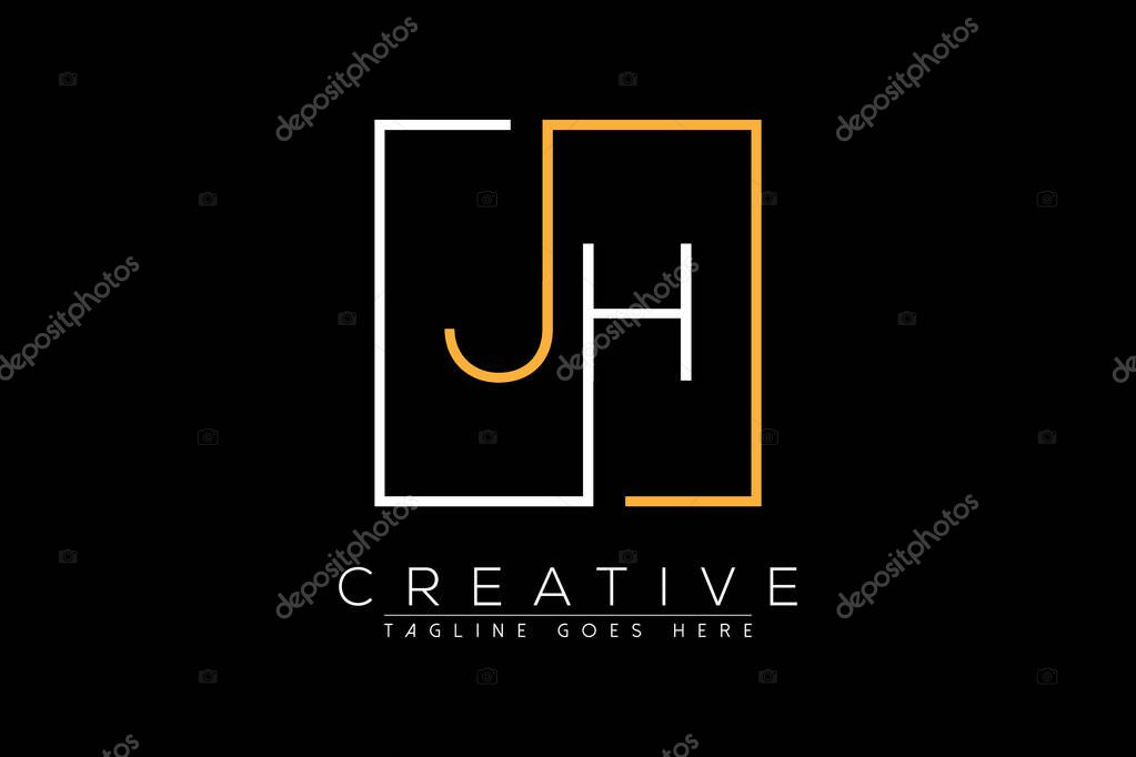 Initial letter jh, hj, h, j elegant and luxury Initial with Rectangular frame minimal monogram logo design vector template
