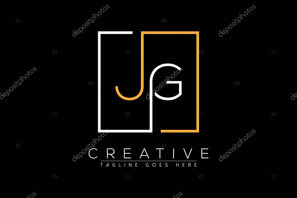 Initial letter jg, gj, g, j elegant and luxury Initial with Rectangular frame minimal monogram logo design vector template