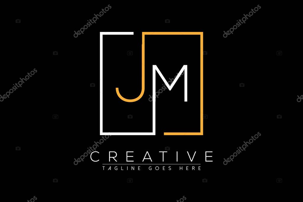 Initial letter jm, mj, m, j elegant and luxury Initial with Rectangular frame minimal monogram logo design vector template