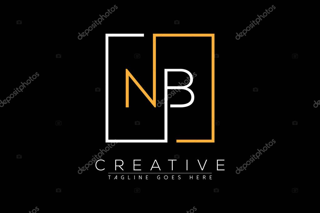 Initial letter nb, bn, n, b elegant and luxury Initial with Rectangular frame minimal monogram logo design vector template