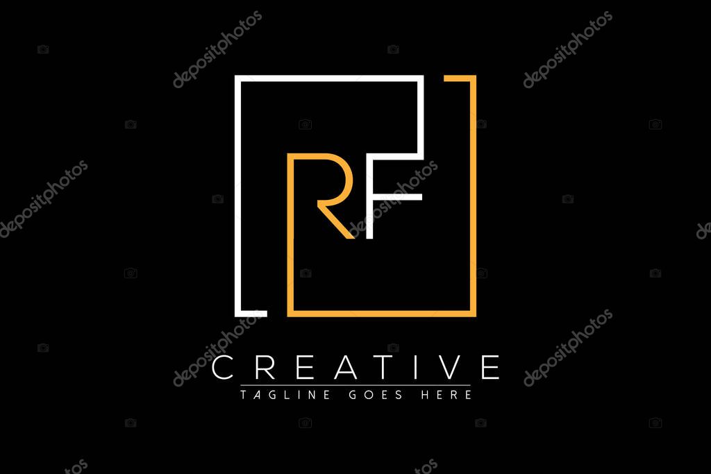 Initial letter rf, fr, r, f elegant and luxury Initial with Rectangular frame minimal monogram logo design vector template