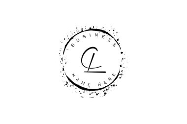İlk harf cl, lc, l, el yazısı logo, parlak daireler ve dekoratif bohem bohem çerçeve vektörü.