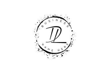 İlk harf dl, Il, I, I, I dekoratif bohem çerçeve vektörü ile parlak daireler ile el yazısı logo