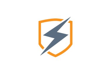 kalkan gök gürültüsü ışık vektör simgesi logosu