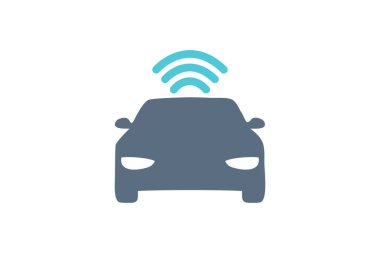 Vektör araba ve wifi logo kombinasyon sinyal sembolü veya simge dümeni ve radyo internet logoti tasarım şablonu