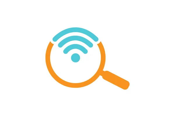 Wifi Search Icon Wireless Magnifying Icon Vector Design Isolated White — Stock Vector