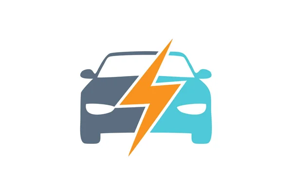 Moderno Logo Electric Car Auto Con Modello Vettoriale Logo Thunderbolt — Vettoriale Stock