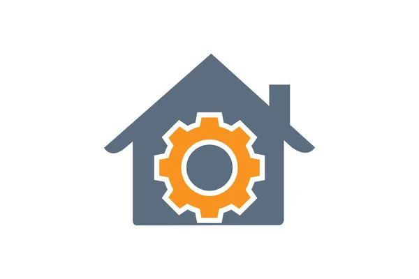 Gear Home Tecnologia Logo Template Design Vecto — Vettoriale Stock