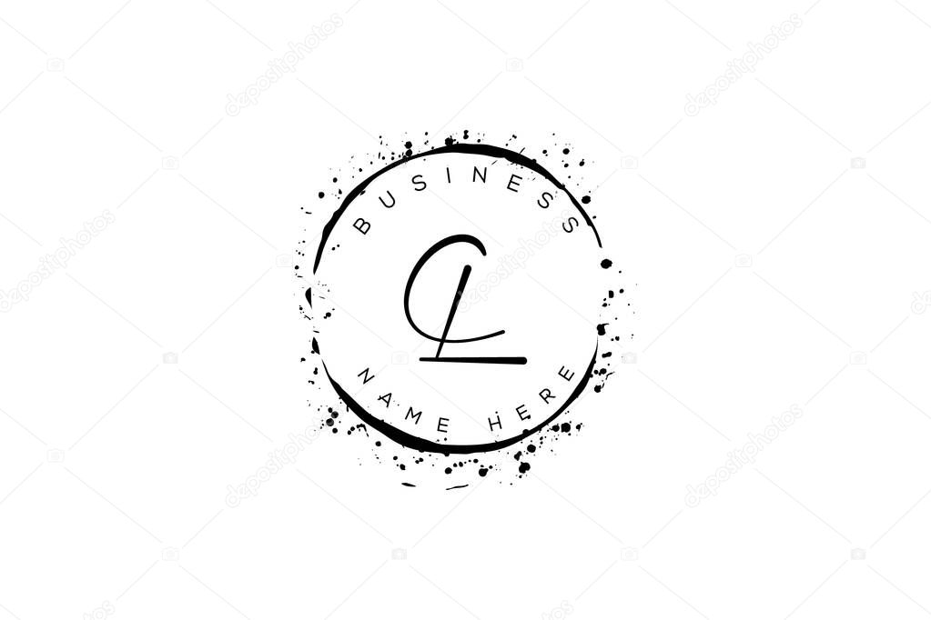 Initial letter cl, lc, c, l handwritten logo with sparkling circles with decorative bohemian boho frame vector