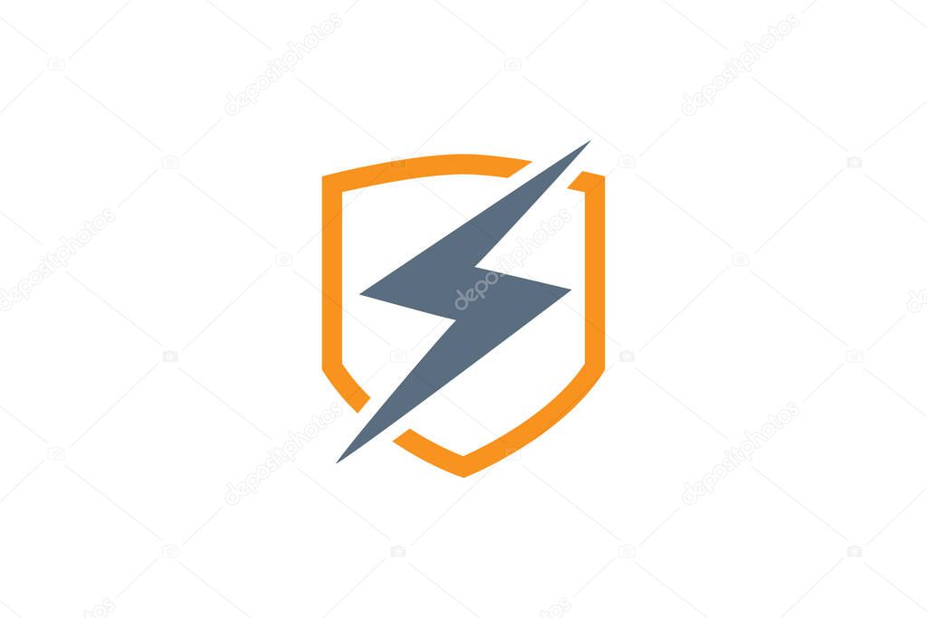 Shield thunder light vector icon logo