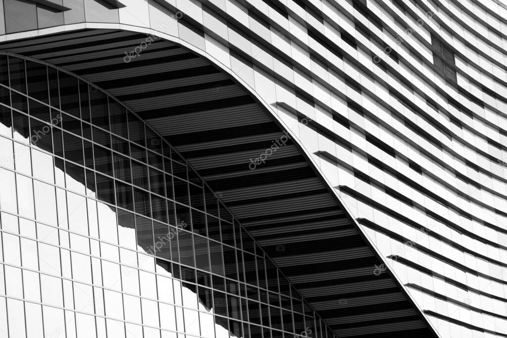 Close up photo detail  of technological metal structure. Abstract black and white background image  subject of modern architecture.  Industry and technology concept.