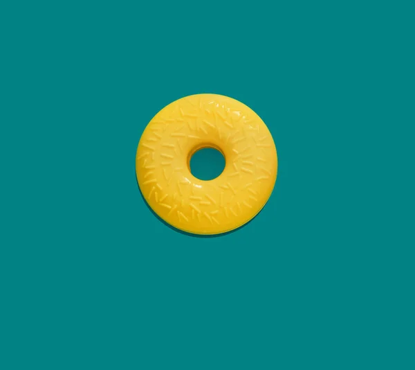 Minimal Jood Junk Food Poster Donut Icon Blue Background — Stock Photo, Image
