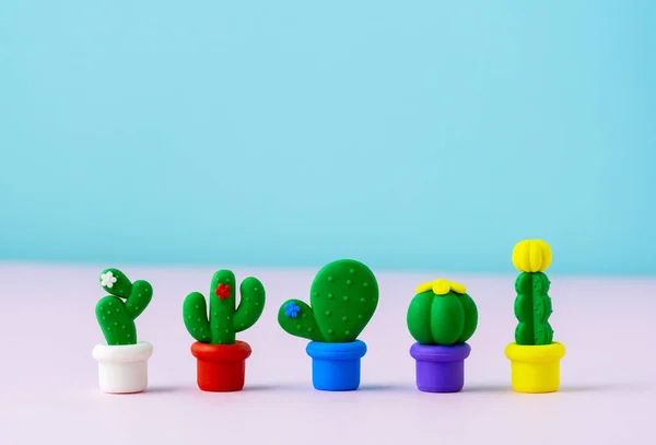 Cartel Creativo Mínimo Con Cactus Sobre Fondo Pastel —  Fotos de Stock