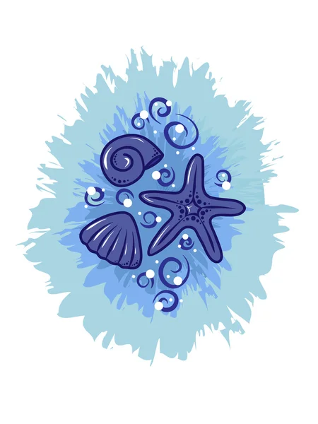 Морские ракушки и морская звезда — стоковый вектор