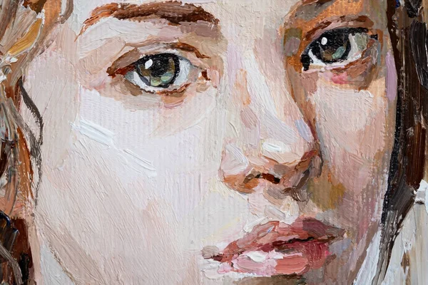 Pintura Artística Retrato Una Chica Con Ojos Verdes Está Hecho —  Fotos de Stock