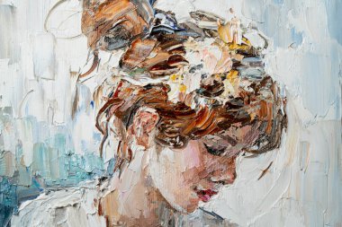 Saçında çiçek olan güzel düşünceli genç kız.. 