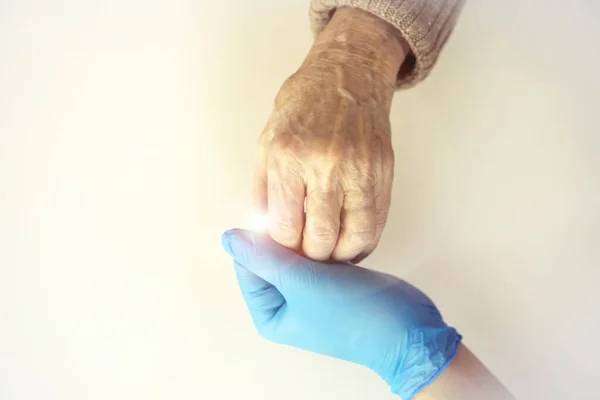 Handshake, caring, trust, treatment and support. — Stock Photo, Image