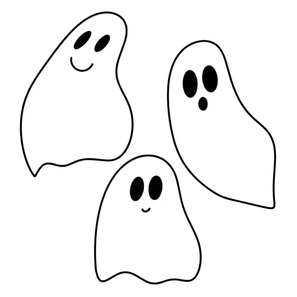 Halloween Ghost Silhouette Set, Spöksamling — Stock vektor