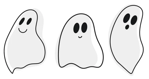 Halloween Ghost Silhouette Set, Spöksamling — Stock vektor